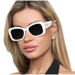 PRADA Off White Talc Oversized Oval Acetate Sunglasses SPR A08F 1425S0 57-18